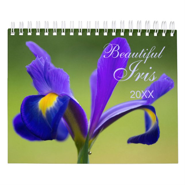 Anpassningsbar Iris Blommigt Calendar | Redigerbar Kalender (Omslag)