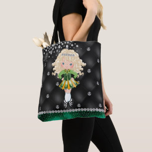 Anpassningsbar Irish Dance Blond Girl Grönt, Black Tygkasse