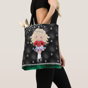 Anpassningsbar Irish Dance Blond Girl Grönt, Black Tygkasse