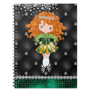 Anpassningsbar Irish Dance Rödhårig Girl Grönt, Bl Anteckningsbok