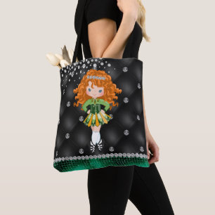 Anpassningsbar Irish Dance Rödhårig Girl Grönt, Bl Tygkasse