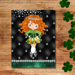 Anpassningsbar Irish Dance Rödhårig Girl Grönt, Bl Vykort