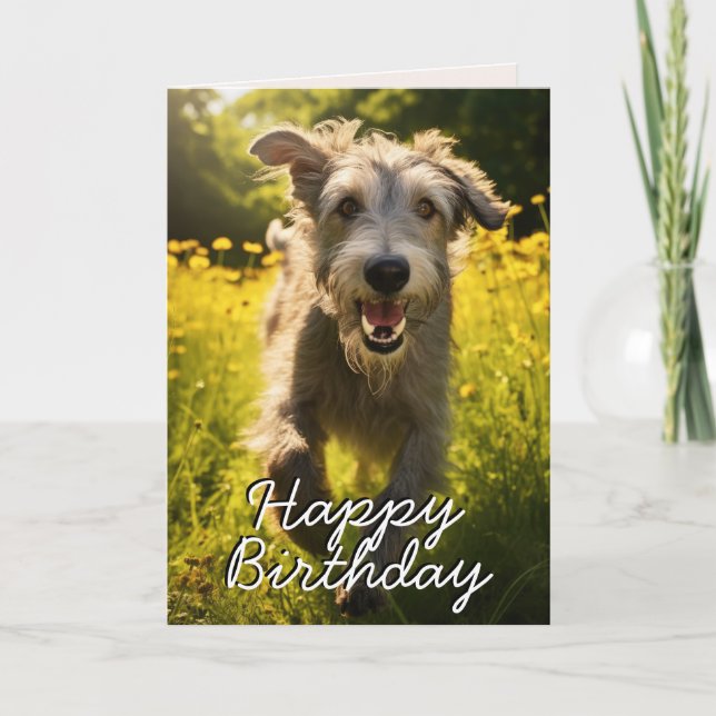 Anpassningsbar Irish Wolfhound Grattis på födelsed Tack Kort (Framsida)