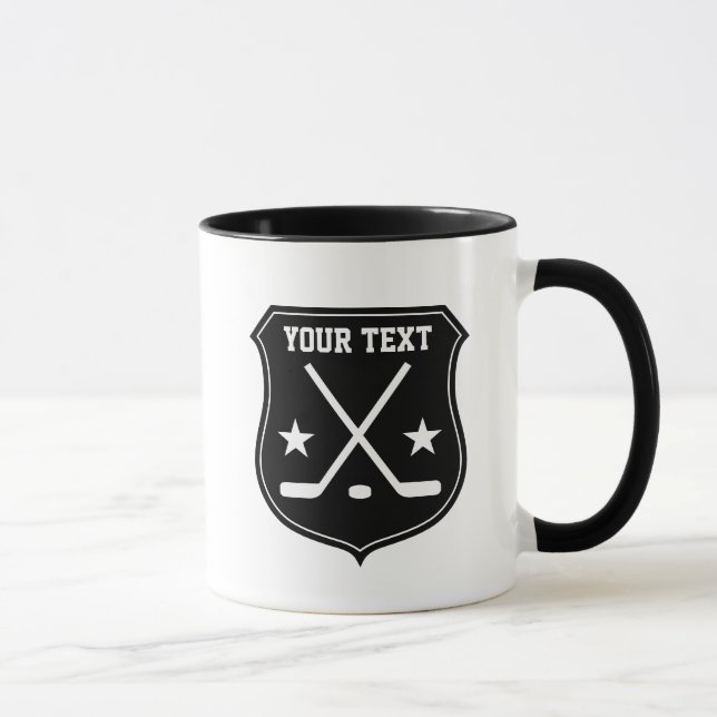 Anpassningsbar ishockeystift och puck logotyp kaff mugg (Höger)