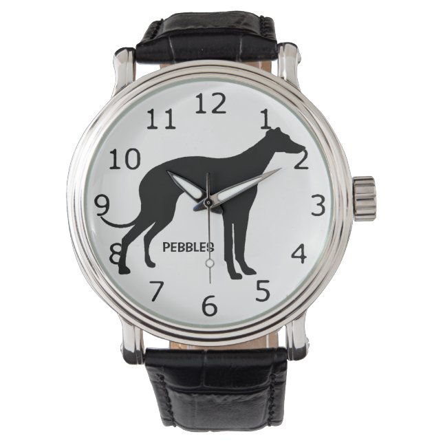 ANPASSNINGSBAR Italienska Greyhound Hund Silhouett Armbandsur (Framsida)