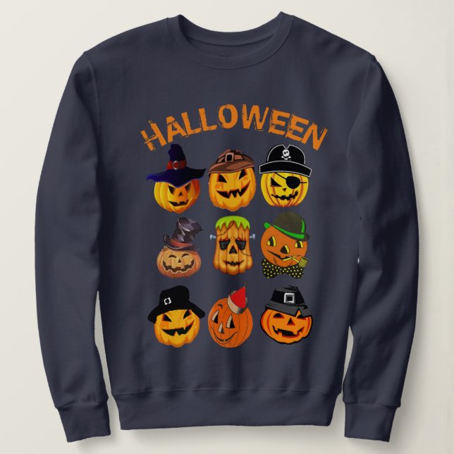Anpassningsbar Jack Lantern Carved Pumpkin Funny H T Shirt (Design framsida)