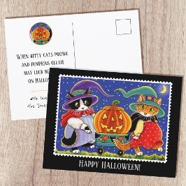 Anpassningsbar Jack O'Lantern Halloween Witch Cat Vykort