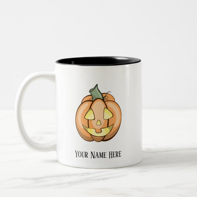 Anpassningsbar “Jackie The Pumpkin” -mugg Två-Tonad Mugg (Vänster)