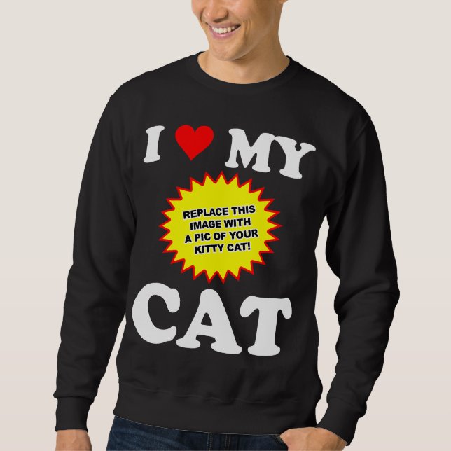ANPASSNINGSBAR Jag älskar min katt Lång Ärmad Tröja (Framsida)