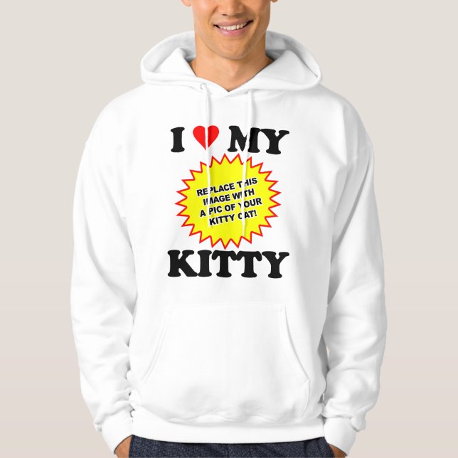 ANPASSNINGSBAR Jag älskar min katt Sweatshirt Med Luva (Framsida)