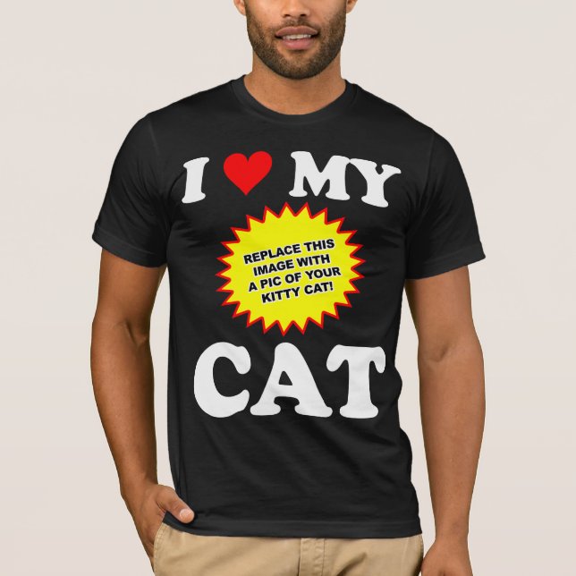 ANPASSNINGSBAR Jag älskar min katt Tee Shirt (Framsida)