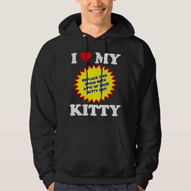 ANPASSNINGSBAR Jag älskar min kattunge Sweatshirt Med Luva (Framsida)
