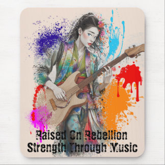 Anpassningsbar Japansk Woman Guitarist Art Inspira Musmatta