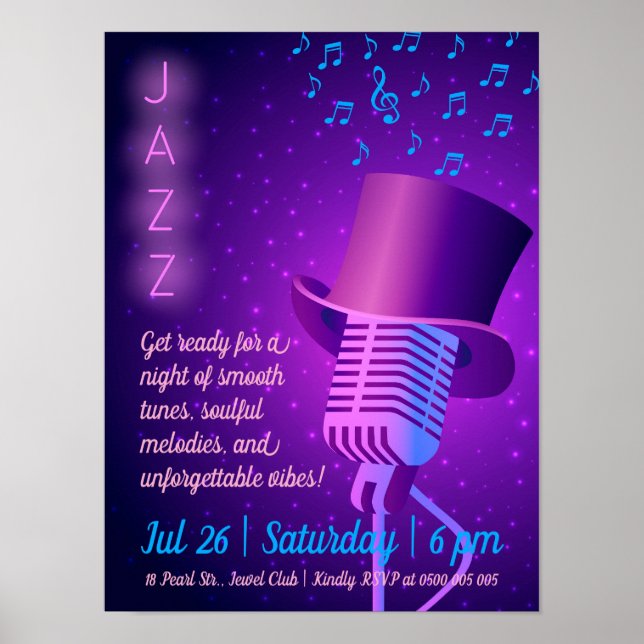 Anpassningsbar Jazz Night Retro Poster (Framsidan)