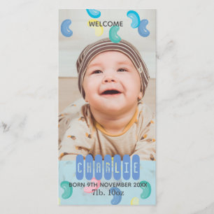 Anpassningsbar Jelly Beans Baby Photo Announcement Meddelande