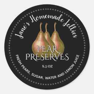 Anpassningsbar Jelly Label Pear Pear Vintage Pears Runt Klistermärke