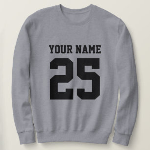 Anpassningsbar jersey nummer grått sweatshirt för 