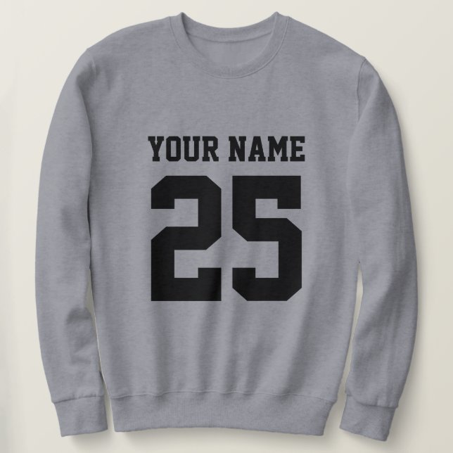 Anpassningsbar jersey nummer grått sweatshirt för  (Design framsida)