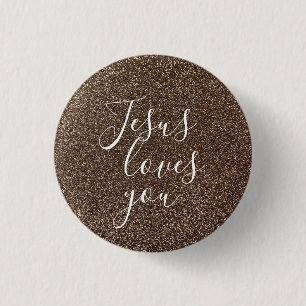 Anpassningsbar Jesus Kärlek Du Cute Faux Glitter G Knapp