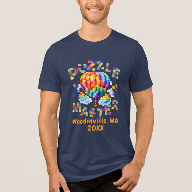 Anpassningsbar Jigszle Puzzle Master Location Namn T Shirt (Framsida)