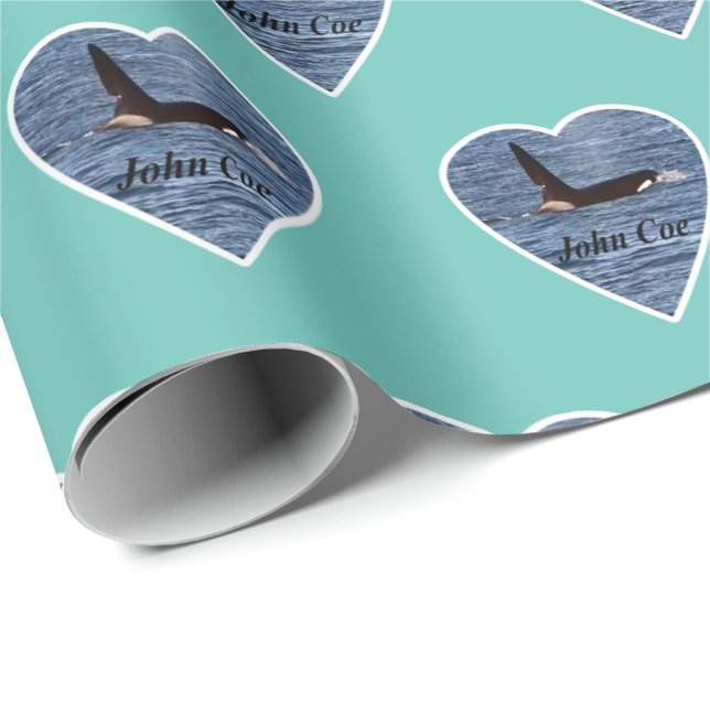 Anpassningsbar John Coe Orca Teal Späckhuggare Presentpapper (Rullad Hörn)