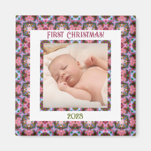 Anpassningsbar Jolly Festive jul Rosa Photo Bild Magnet