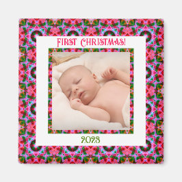 Anpassningsbar Jolly Festive jul Rosa Photo Bild Magnet