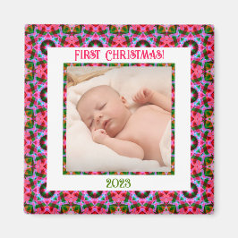 Anpassningsbar Jolly Festive jul Rosa Photo Bild Magnet
