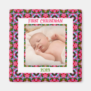 Anpassningsbar Jolly Festive jul Rosa Photo Bild Magnet