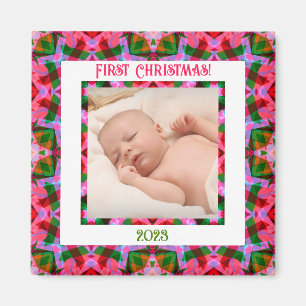 Anpassningsbar Jolly Festive jul Rosa Photo Bild Magnet