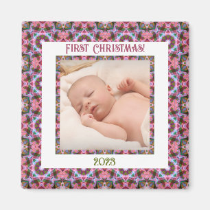Anpassningsbar Jolly Festive jul Rosa Photo Bild Magnet