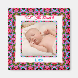 Anpassningsbar Jolly Festive jul Rosa Photo Bild Magnet