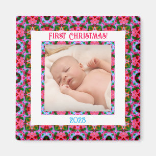 Anpassningsbar Jolly Festive jul Rosa Photo Bild Magnet