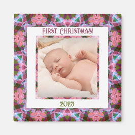 Anpassningsbar Jolly Festive jul Rosa Photo Bild Magnet