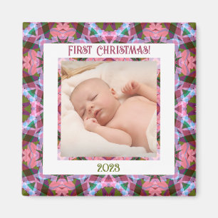 Anpassningsbar Jolly Festive jul Rosa Photo Bild Magnet