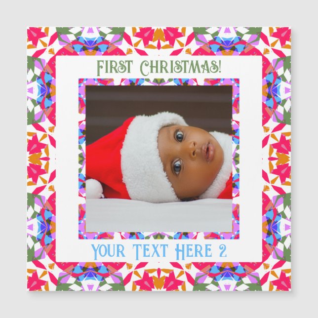 Anpassningsbar Jolly First jul Photo Magnetic Gift (Framsida)