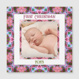 Anpassningsbar Jolly Jul Rosa Photo Magnetic Card