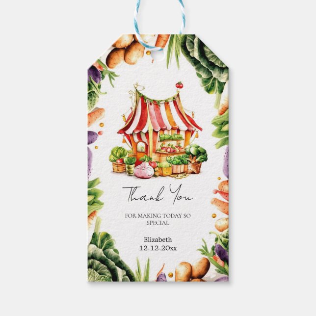 Anpassningsbar Jordbrukares babyskor på marknaden Presentetikett (Framsidan)