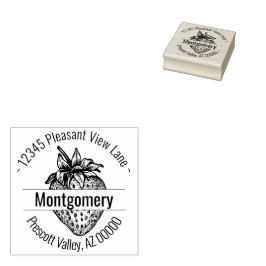 Anpassningsbar Jordgubbskontor Adress Namn Stämpel