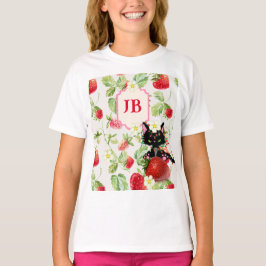 Anpassningsbar jordgubbsmonogrammat t shirt