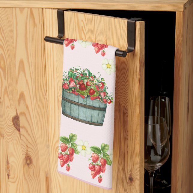 Anpassningsbar jordgubbsmonogrammed - Personlig Kökshandduk (Thirds Fold)