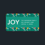 Anpassningsbar Joy Helgdag Berries Grönt Modern Ad Adressetikett<br><div class="desc">Den här designen har en nyskapande glimt i grönt,  gult,  rosa och blått med ord "Chosing Joy". Namn och adress är anpassade. En del av en samling från Parcel Studios.</div>