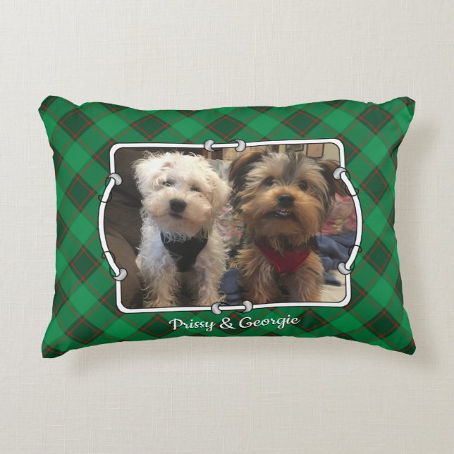 Anpassningsbar jul 2 Photo Ram Red and Grönt Play Prydnadskudde (Framsidan)