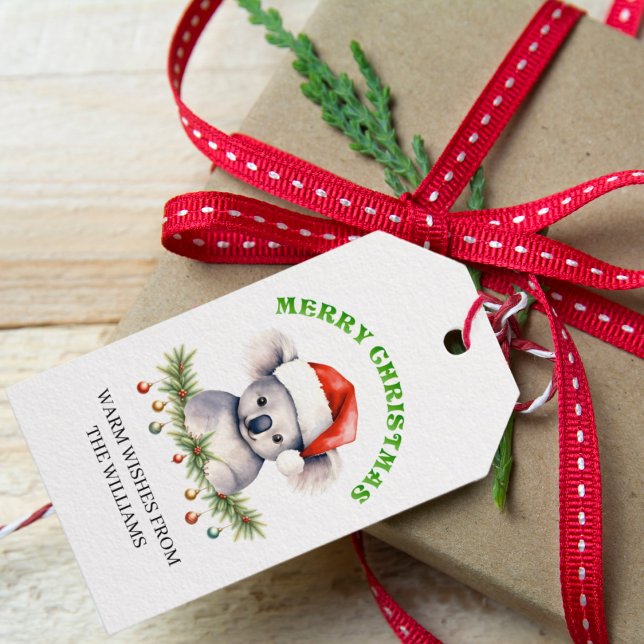 Anpassningsbar jul Aussie koala Presentetikett (Skapare uppladdad)