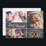 Anpassningsbar: Jul Baby Foton Joy till världen Julkort<br><div class="desc">Personlig det här samlingskortet baby jul hälsning/annonseringskortet med dina favoritfoton. Kortet är en perfekt för att uttrycka din upprördhet över att du tillkännagivit ditt första baby födelse och skickar din familj jul hälsning. Med ord "Joy to the world" på en kalkbrädesbakgrund. Ord, foton, hälsning och signering kan enkelt anpassas efter...</div>