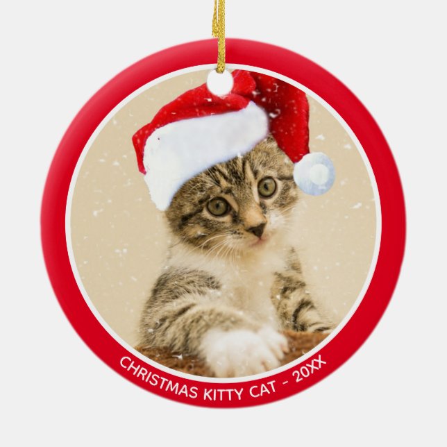 Anpassningsbar Jul Baby Kattunge Photo Julgransprydnad Keramik (Baksidan)