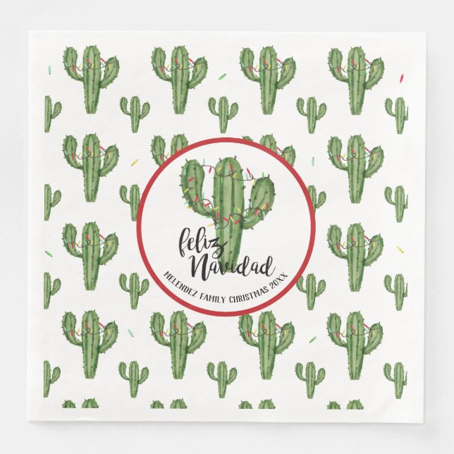 Anpassningsbar Jul Cactus Napkins Pappersservett (Framsida)