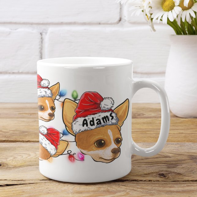 Anpassningsbar jul Chihuahua Head Santa Hat Hund Kaffemugg (Skapare uppladdad)