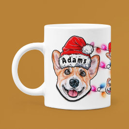 Anpassningsbar Jul Corgi Head Santa Hat Hund Kaffemugg