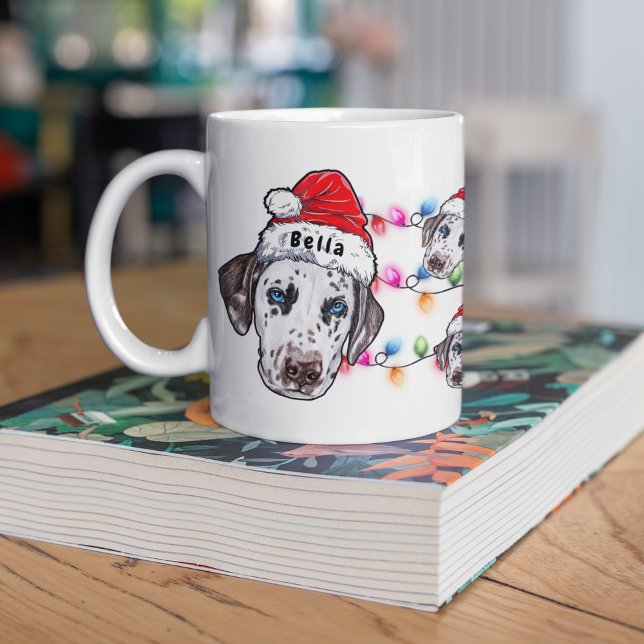 Anpassningsbar jul Dalmatian Head Santa Hat Hund Kaffemugg (Skapare uppladdad)